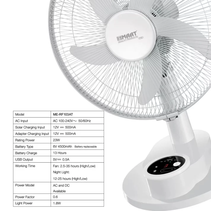 MAAT Rechargeable Table Fan - The best 14-inch fan with built-in battery for portable cooling. Stay cool anywhere