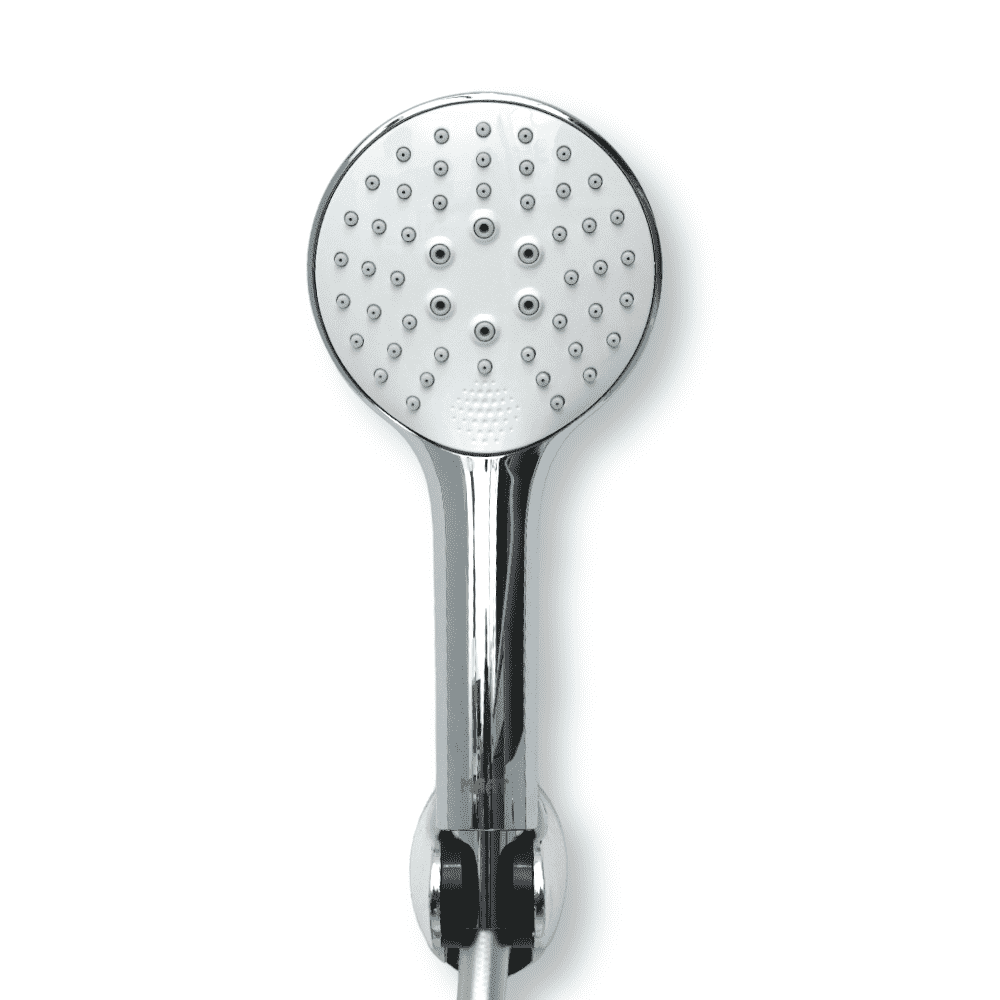 image of MAAT Innovation Shower Set in chrome body and white face plate on a plain white background