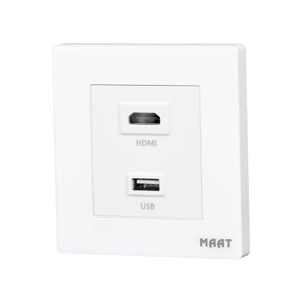 M8 HDMI + USB Socket in White Diamond with a crystal-clear tempered glass finish for seamless multimedia connectivity.