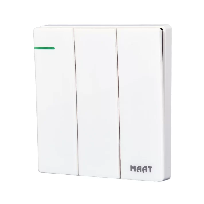 MAAT Pro M8 White 3 Gang 2 Way Switch with premium tempered glass and luxurious marble-like finish