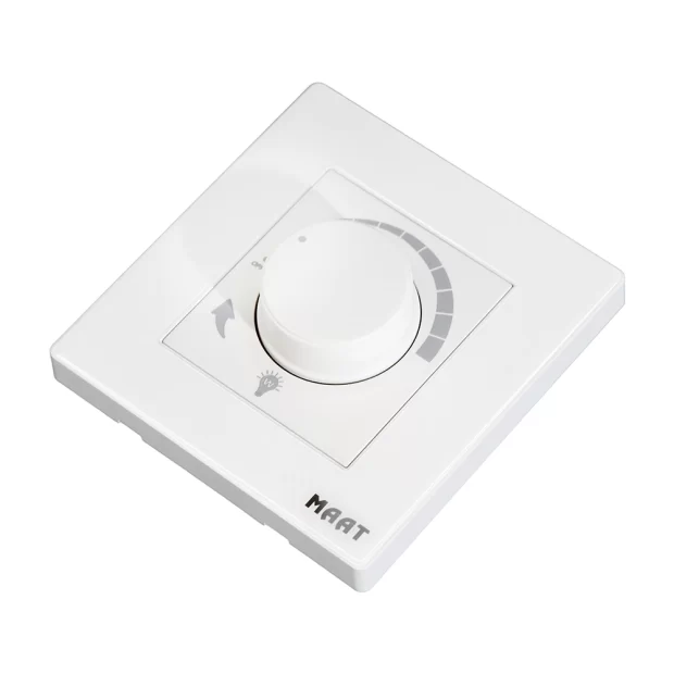 MAAT Pro M8 White 1 Gang Light Dimmer with crystalline white glass finish and smooth dimming control, 250W 220V. - 2