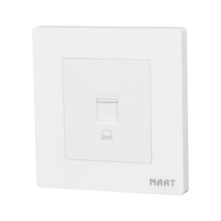 M8 CAT6 Ethernet Data Socket in white diamond finish with scratch-proof tempered glass design, ideal for high-speed network connections.