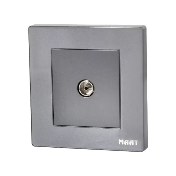 M8 TV Socket in Grey Diamond featuring a modern smooth-edge tempered glass design for seamless TV connectivity.