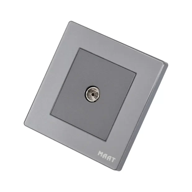 M8 TV Socket in Grey Diamond featuring a modern smooth-edge tempered glass design for seamless TV connectivity. 2