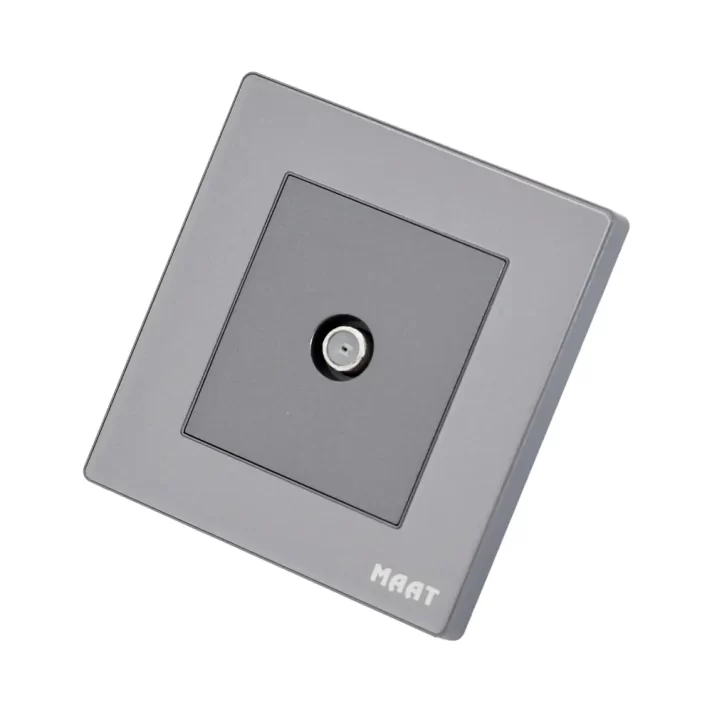 M8 F-Type Satellite Socket in White Diamond and Grey Diamond finishes with a crystal-clear tempered glass design. Grey 2