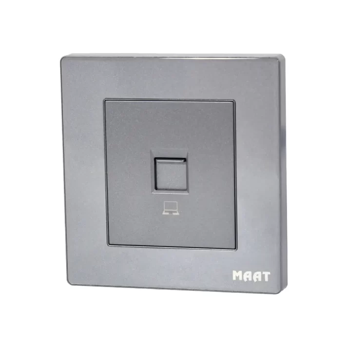 M8 CAT6 Ethernet Data Socket in grey diamond finish with scratch-proof tempered glass design, ideal for high-speed network connections.