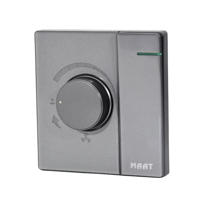 M8 Fan Speed Controller with Switch in Grey Diamond, featuring an integrated fan dimmer and on/off switch for modern interiors.