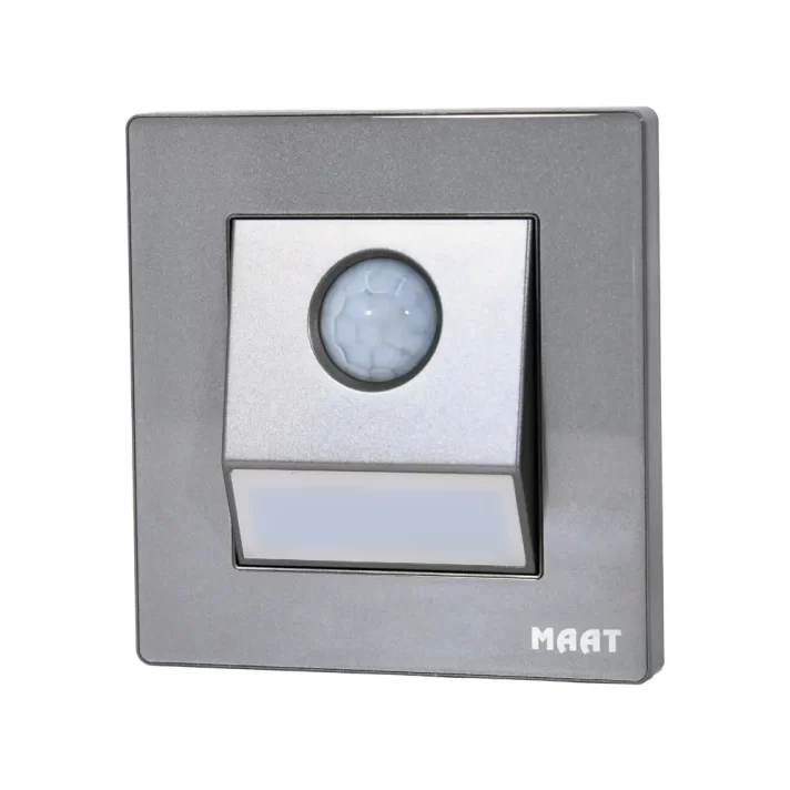 M8 PIR Foot Light in Grey Diamond, with PIR motion detection, scratch-proof tempered glass, and soft LED illumination.