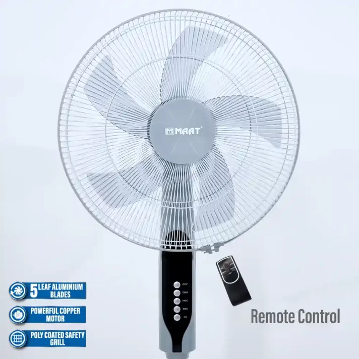 Stand Fan 5-Blade 18" Grey with Remote Control - Image 2