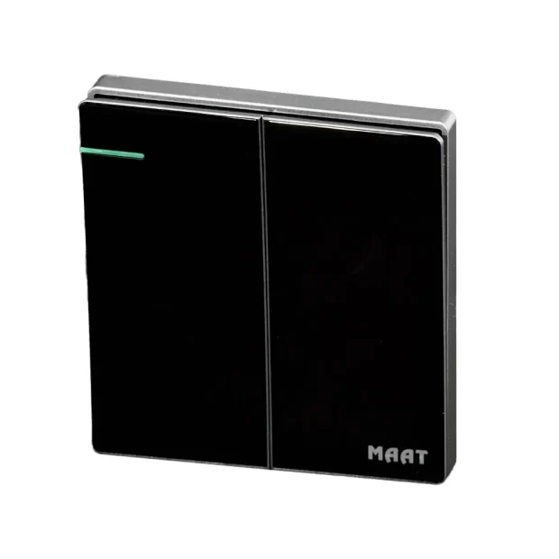 MAAT Pro M8 2 Gang 2 Way Switch – Luxury Tempered Glass & Marble-Like Finish Black Diamond