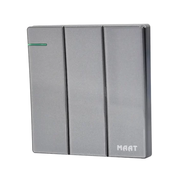 MAAT Pro M8 Grey 3 Gang 2 Way Switch with premium tempered glass and luxurious marble-like finish Grey Diamond