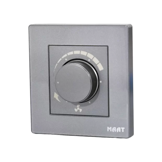 MAAT Pro M8 Grey 1 Gang CV Fan Dimmer with scratch-proof tempered glass and premium marble-like finish.