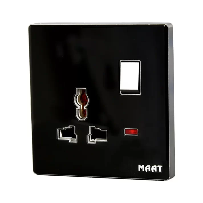 MAAT Pro M8 1 Gang Universal Switched Socket – Black Diamond Finish