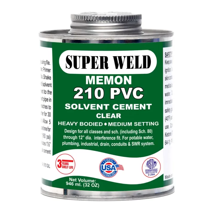 SUPER WELD PVC Solvent Cement – Clear adhesive for PVC pipe and fitting bonding – 100% USA-technology