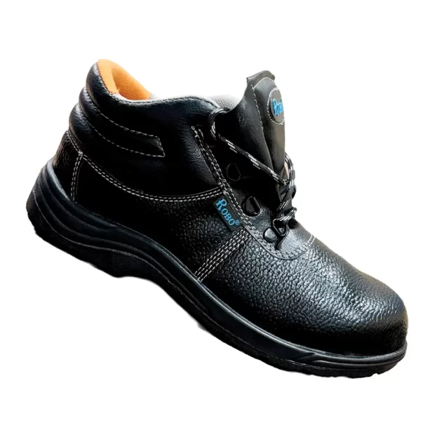 ROBO Safety Shoes, showcasing 100% genuine leather upper and robust design