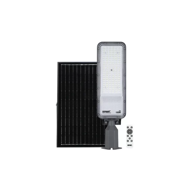 MAAT TR-RC Solar Street Light 100W with its solar panel and remote control icon