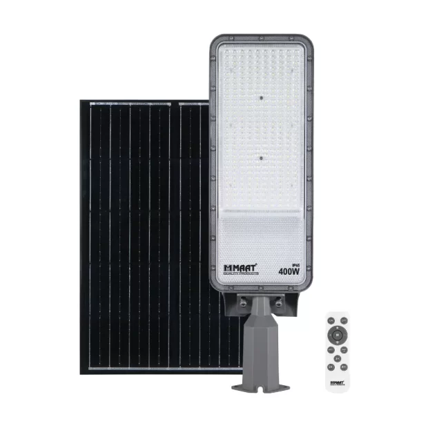 MAAT TR-RC Solar Street Light 400W with its solar panel and remote control icon
