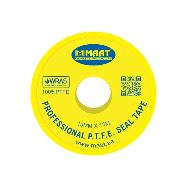 MAAT Professional PTFE Thread Seal Tape, 19mm x 15 meters, with WRAS and ISO 9001 certifications.