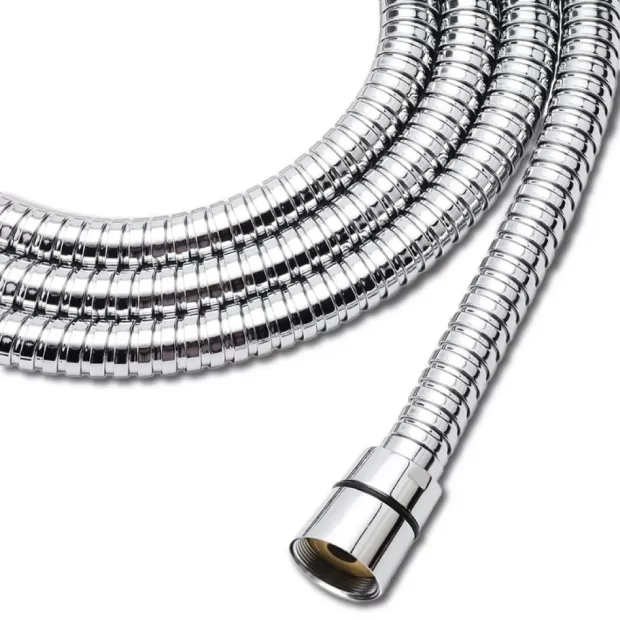 An SS304 Shower Hose showing its SS 304 construction and 1.5M length against a black and blue background.