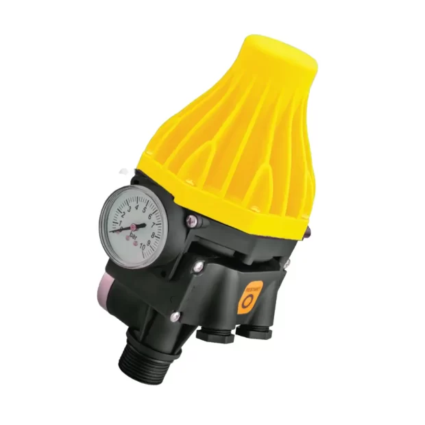 MAAT Automatic Pump Control M-PRESS-GM-YB with its status indicator lights and electrical specifications