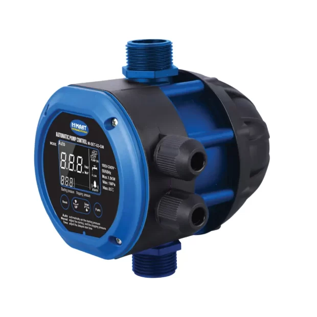 MAAT Automatic Pump Control M-SET-02-GM features a digital display and handles 1.1kW max power. Operates on 100-240V, 50/60Hz.