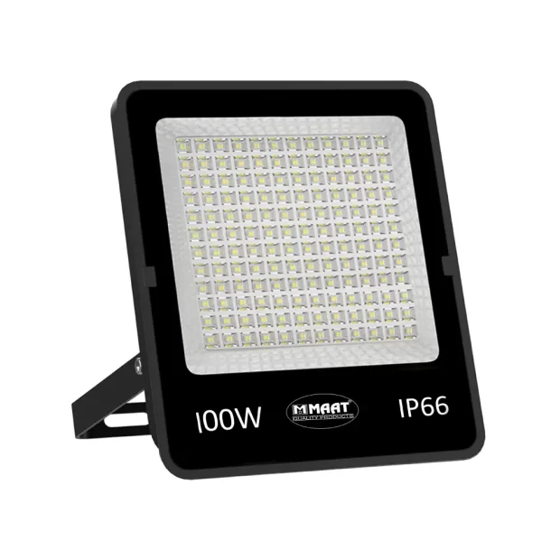 MAAT G7 Series **Outdoor LED Flood Light 100W** (MET-G7-100W-LFL413), a highly durable IP66-rated commercial fixture with a high-efficiency 9000 Lumen output.