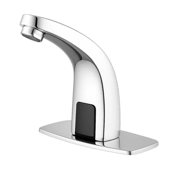 The ROBO Sensor Faucet RSM-002, a polished chrome touch-free faucet with an integrated sensor.