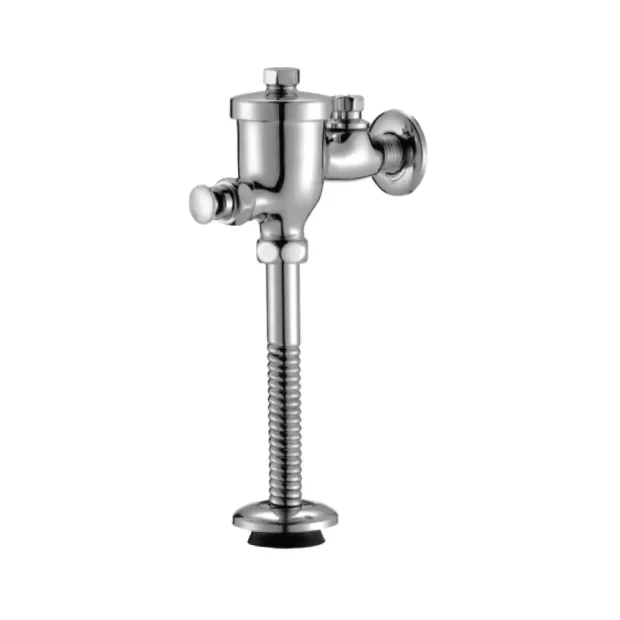 A close-up of the MAAT Urinal Flush Valve UFV-01, highlighting its polished brass construction and modern design.