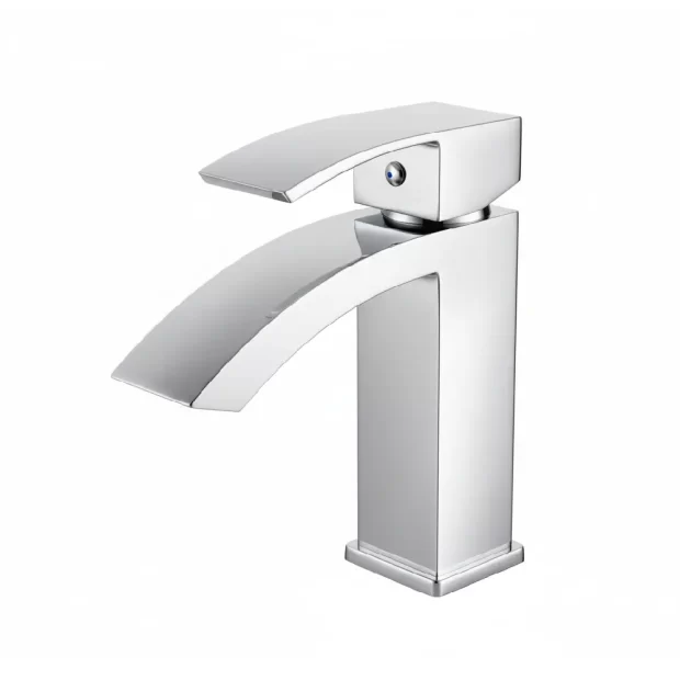 Basin Mixer M-CA16160C in a bright Mirror Chrome finish, featuring a bold Geometric Design body, wide spout, and single lever control.