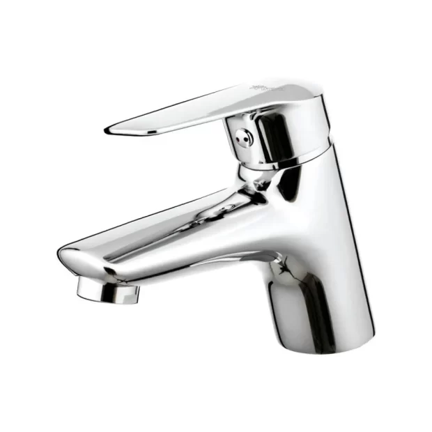 The Compact Chrome Basin Mixer M-DJ16362C in Mirror Chrome, featuring a rounded, low-profile body and Single-Lever control, ideal for small Cloakroom Basins.