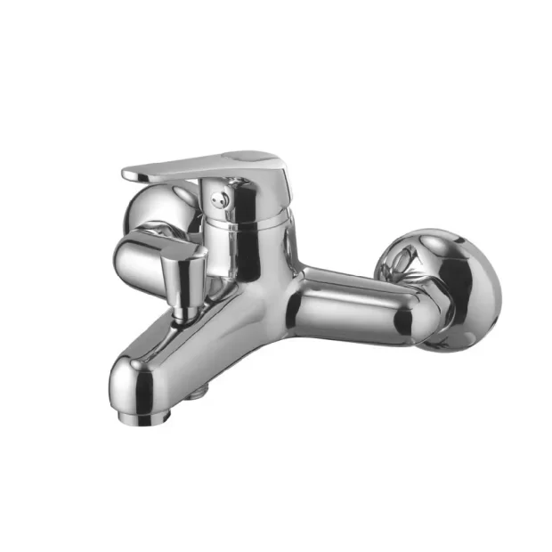 The Classic Rounded Bath Mixer M-F23000C in Mirror Chrome, featuring a rounded, classic body, single lever handle, and a prominent diverter knob for the shower connection.