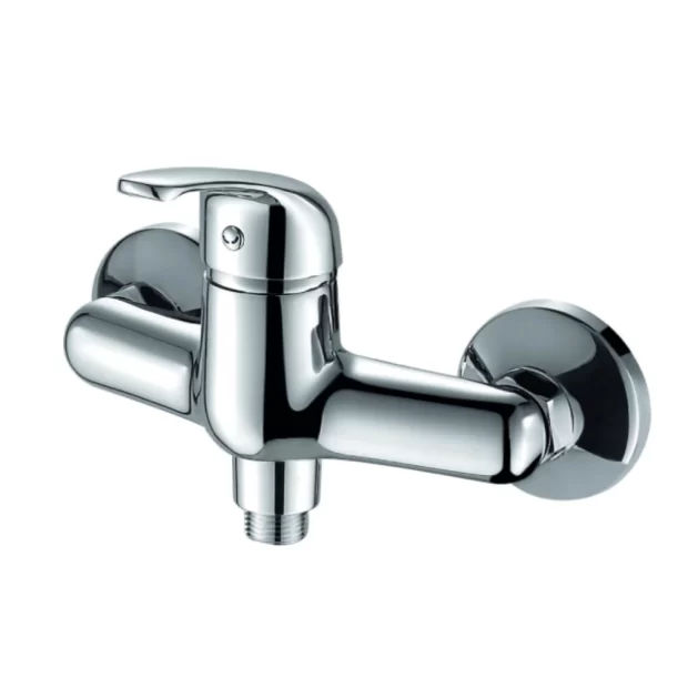 The Standard Wall Mounted Shower Mixer M-F33000C in Mirror Chrome, featuring a rounded body, simple spout, single lever handle, and a top-mounted diverter knob.