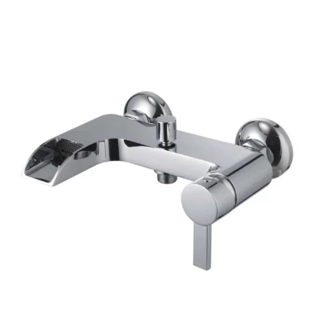 The Waterfall Bath Mixer M-FV23293C in Mirror Chrome, featuring a squared body, open Waterfall Spout, single lever handle, and a top-mounted diverter.