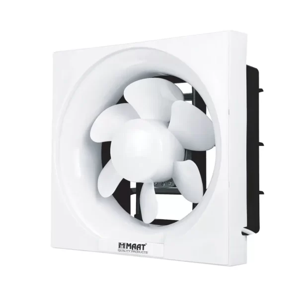 A professional studio view of the white Industrial-Strength Premium 10" Ventilating Fan without Rope MVF-SQ10 showcasing its massive 250mm louvered intake.