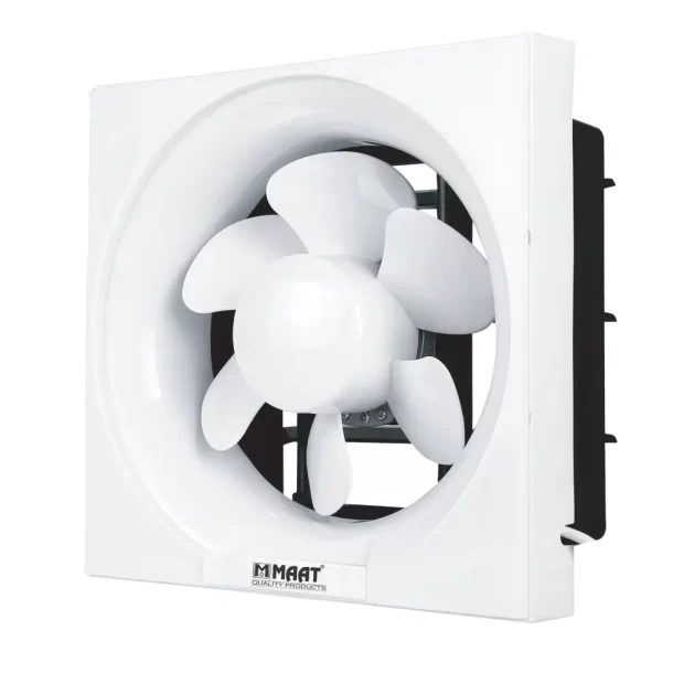 A professional view of the white Maximum Displacement Premium 12" Ventilating Fan without Rope MVF-SQ12 showcasing its massive 300mm louvered intake.
