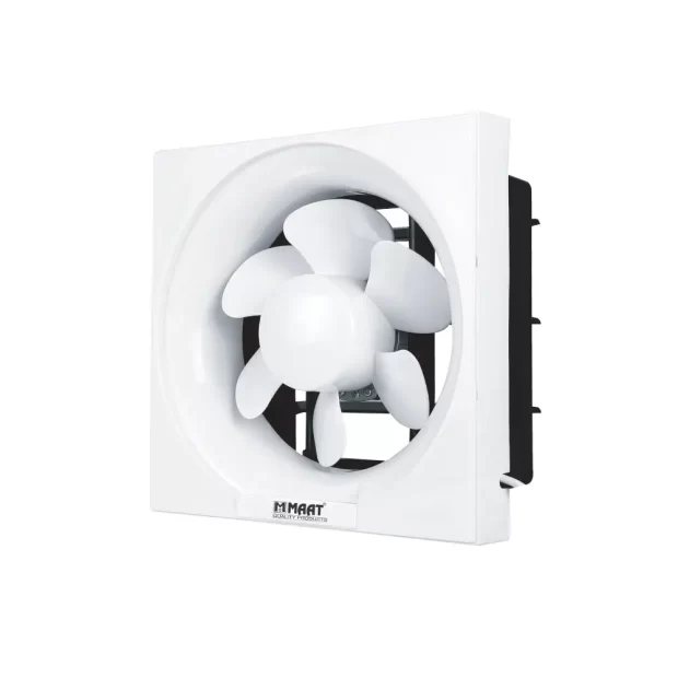 A professional product image of the white Advanced Airflow Premium 6" Ventilating Fan without Rope MVF-SQ6 showcasing its sleek 150mm louvered grille.