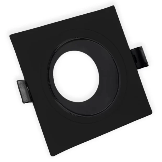 The Anti Glare Spotlight Frame Square BB featuring an all-black square aluminium frame and a deep black anti-glare reflector ring for recessed lighting.