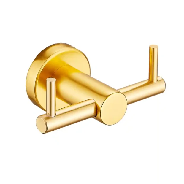The MAAT Robe Hook RH-8011 featuring a dual-prong design and polished finish for secure bathroom hanging.