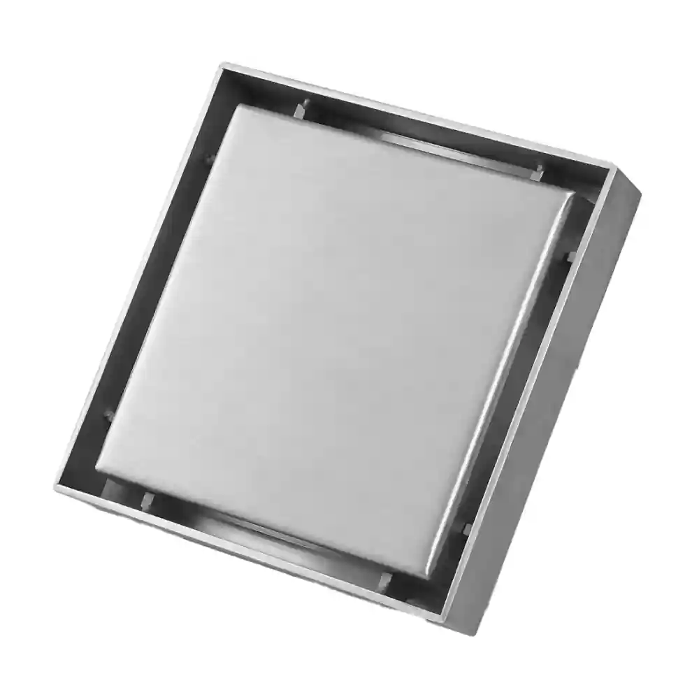 The Stainless Steel Drain 1515-C by MAAT crafted in 10x10cm Grade 304 steel featuring a concealed tile-in design.